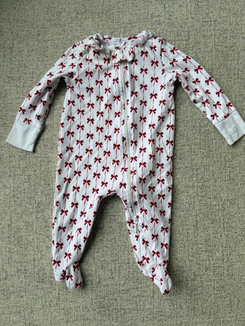 Petite Plume Pima Cotton Ruffle-Collar Romper footed